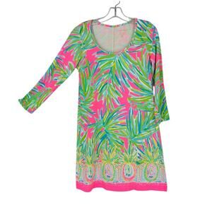 Lilly Pulitzer Beacon Dress Tiki Pink Green Preppy Old Money Quiet Luxury Small